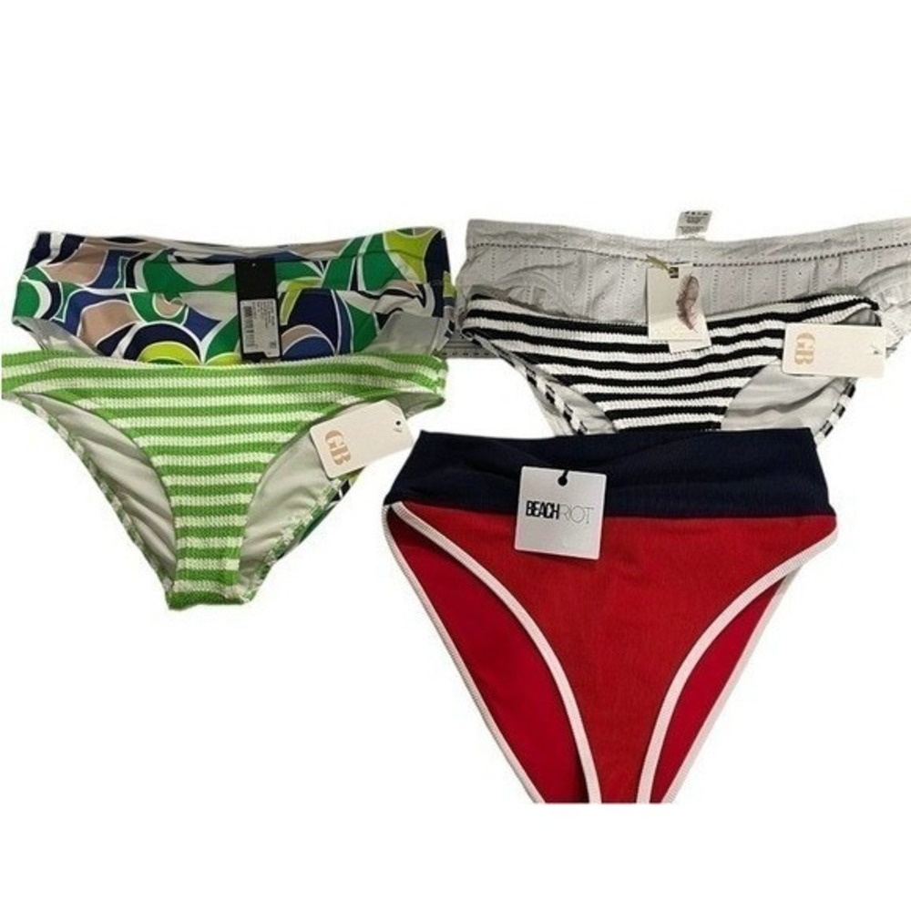 NWT Bundle of 5 Bikini Bottoms XL Beach Riot GB Jessica Simpson Colorful